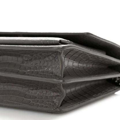 Saint Laurent Calfskin Crocodile Embossed Medium Monogram Sunset Fog 10 of 12