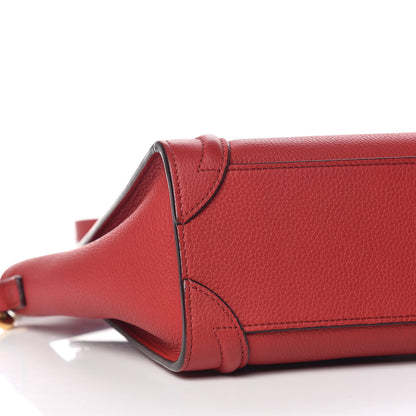 Celine Drummed Calfskin Nano Luggage Red 5 of 9