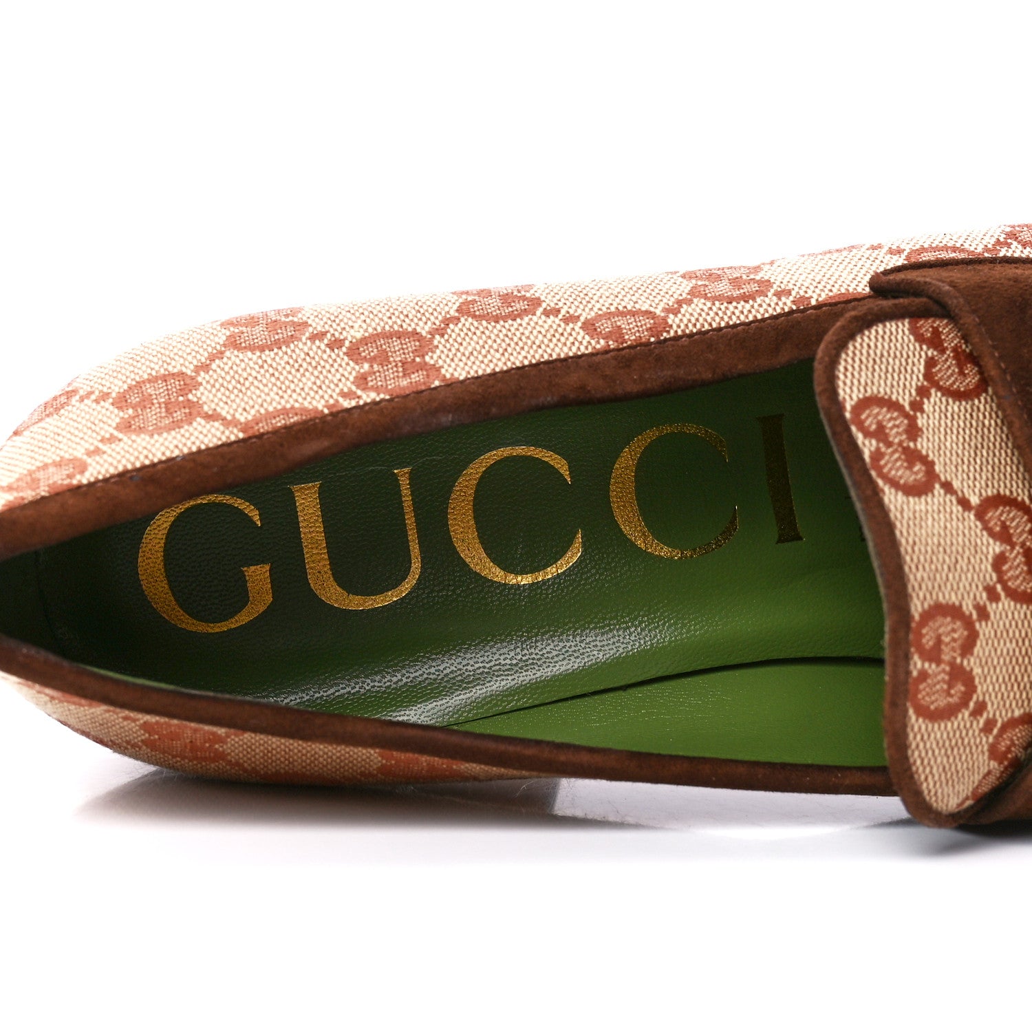 Gucci GG Monogram Suede Houdan Mid Heel Platform Loafers 39 Beige Ruggine Maroon 7 of 10