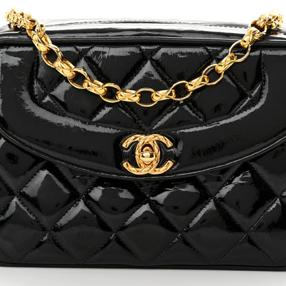 Chanel Patent Quilted Camera Case Black 9 of 18