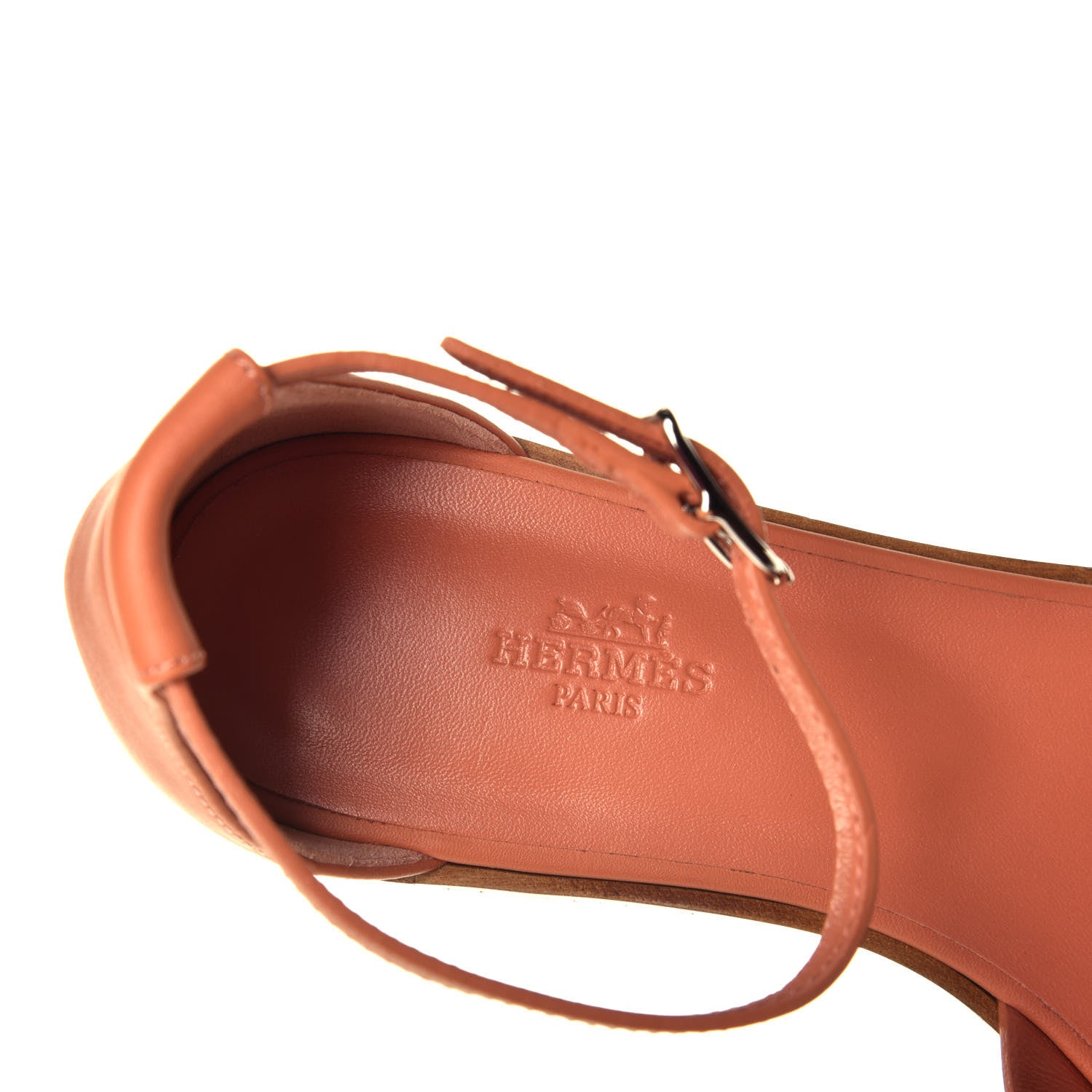 Hermes Calfskin Santorini Sandals 37.5 Rose Bubinga 7 of 9