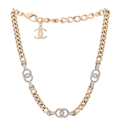 Chanel Crystal Chain CC Link Choker Gold Silver 2 of 5