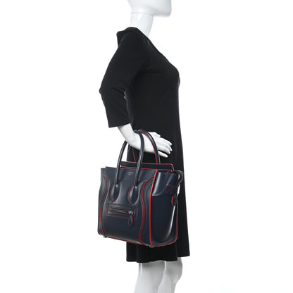 Celine Satin Debossed Calfskin Micro Luggage Navy Blue 2 of 9