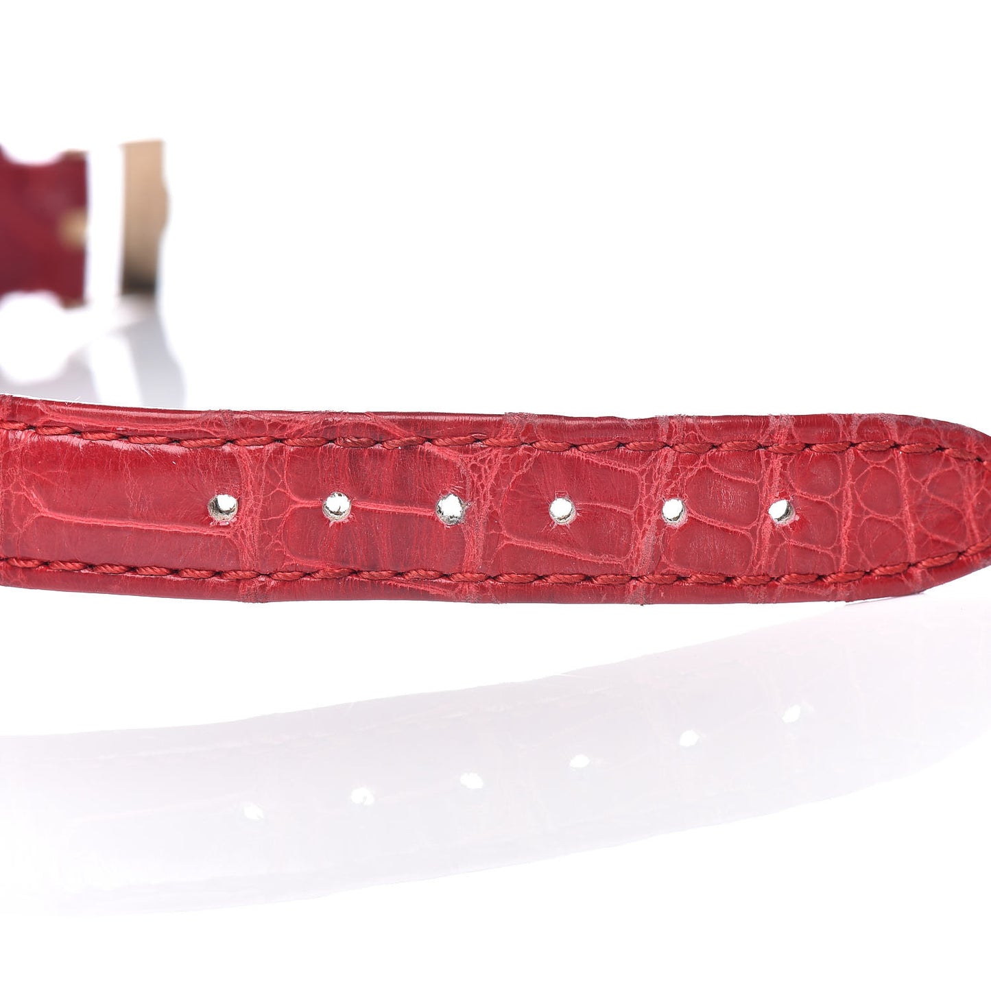 Stainless Steel 18K Yellow Gold Alligator 3 Diamond Ruby 26mm Happy Sport Quartz Watch