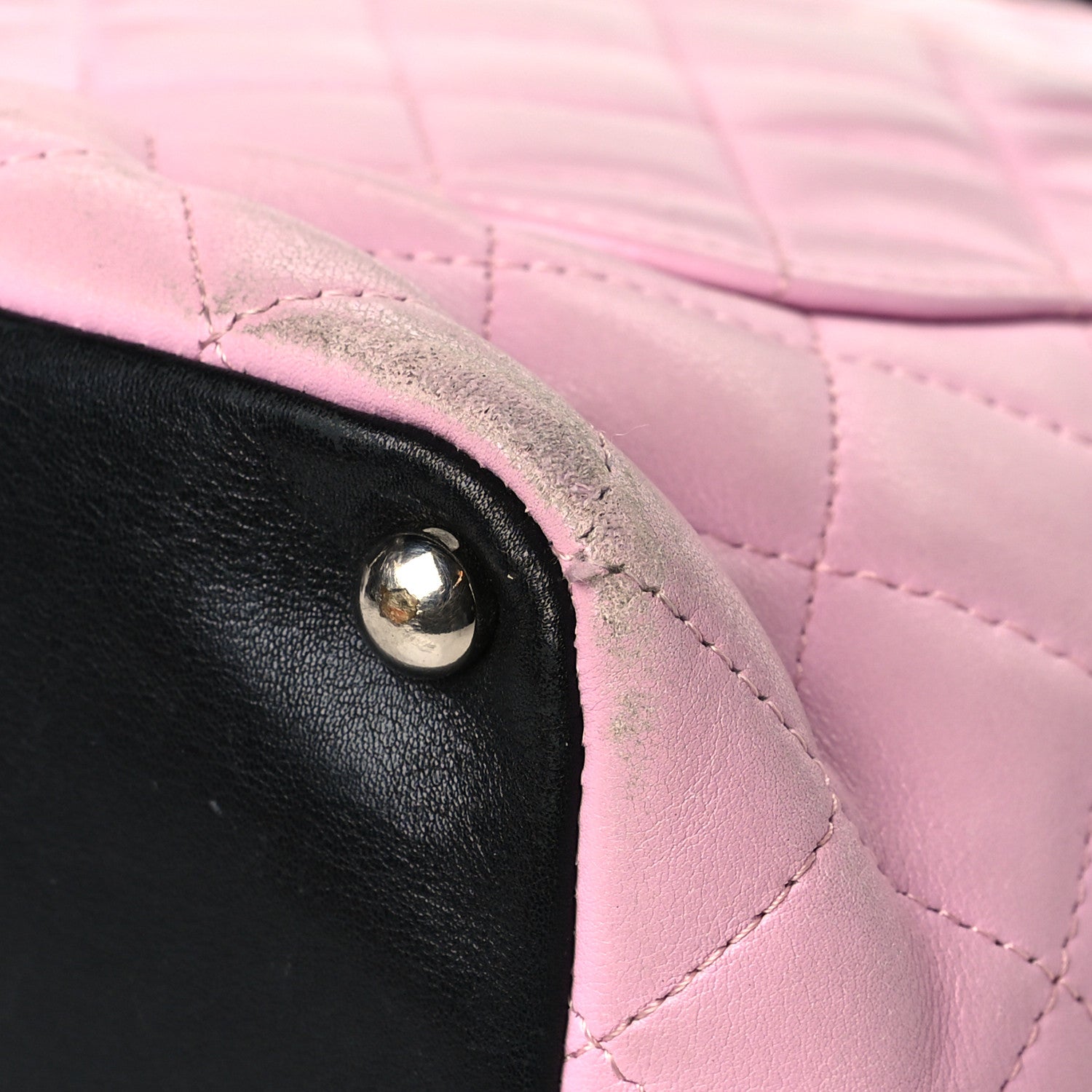 Chanel Calfskin Quilted Medium Cambon Tote Pink Black 12 of 16