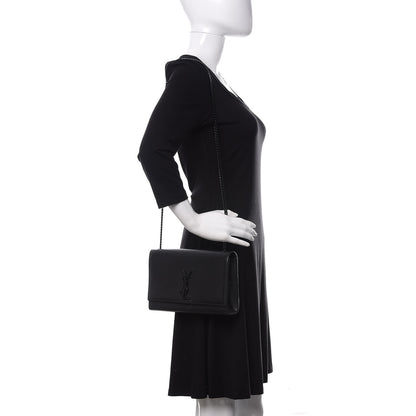 Saint Laurent Grain De Poudre Medium Classic Monogram Kate Satchel Black 2 of 9