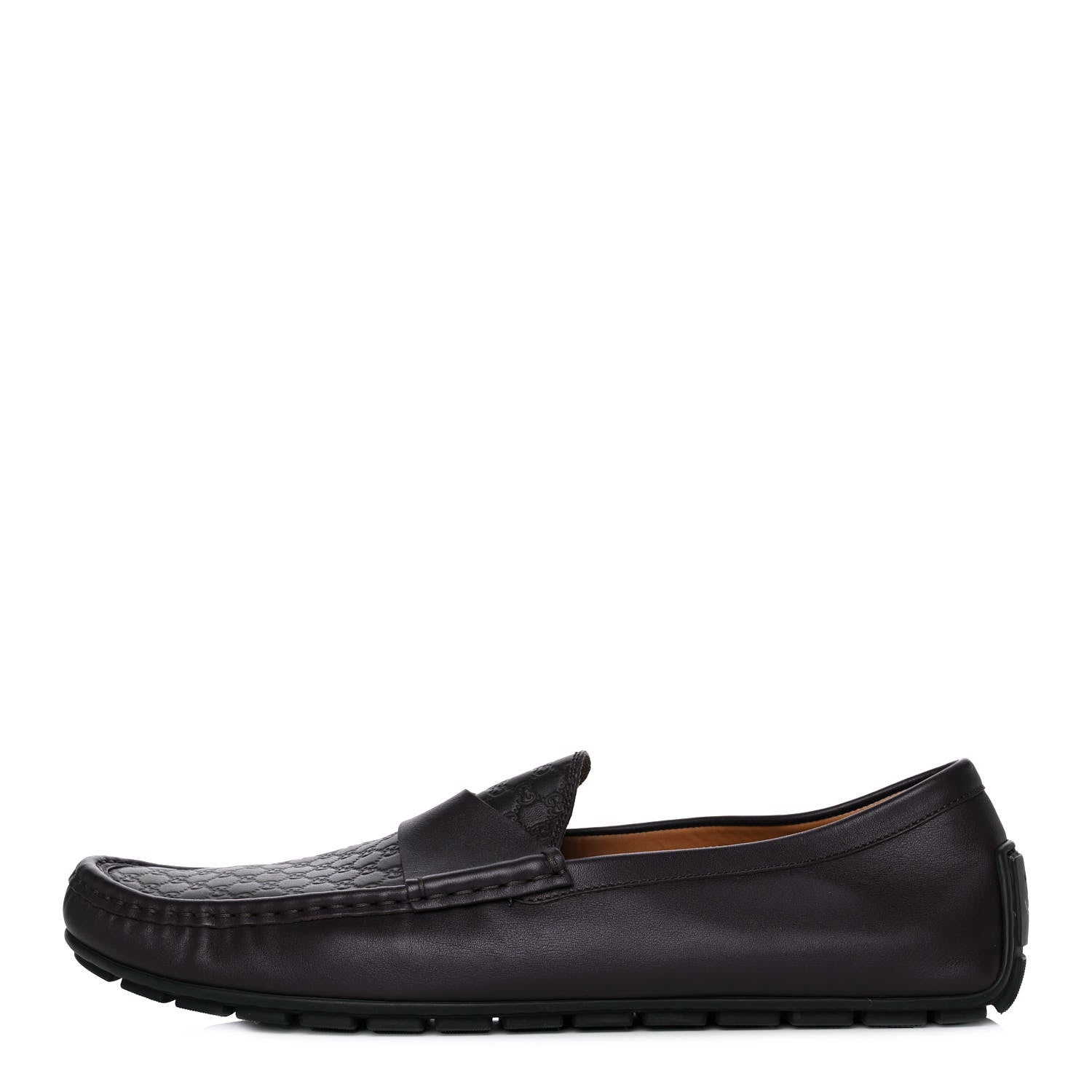 Gucci Calfskin Miro Soft Microguccissima Mens Driver Loafers 12 Dark Brown 1 of 11