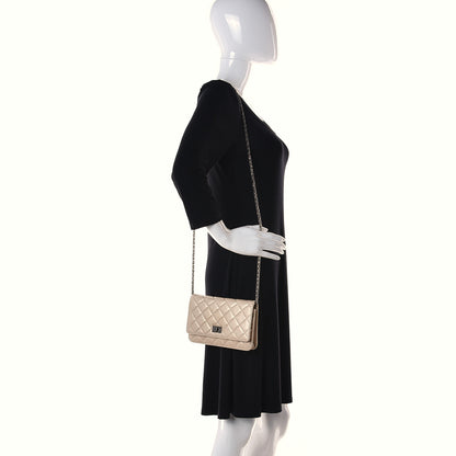 Chanel Metallic Sheepskin Quilted Reissue Wallet On Chain WOC Beige 2 of 11