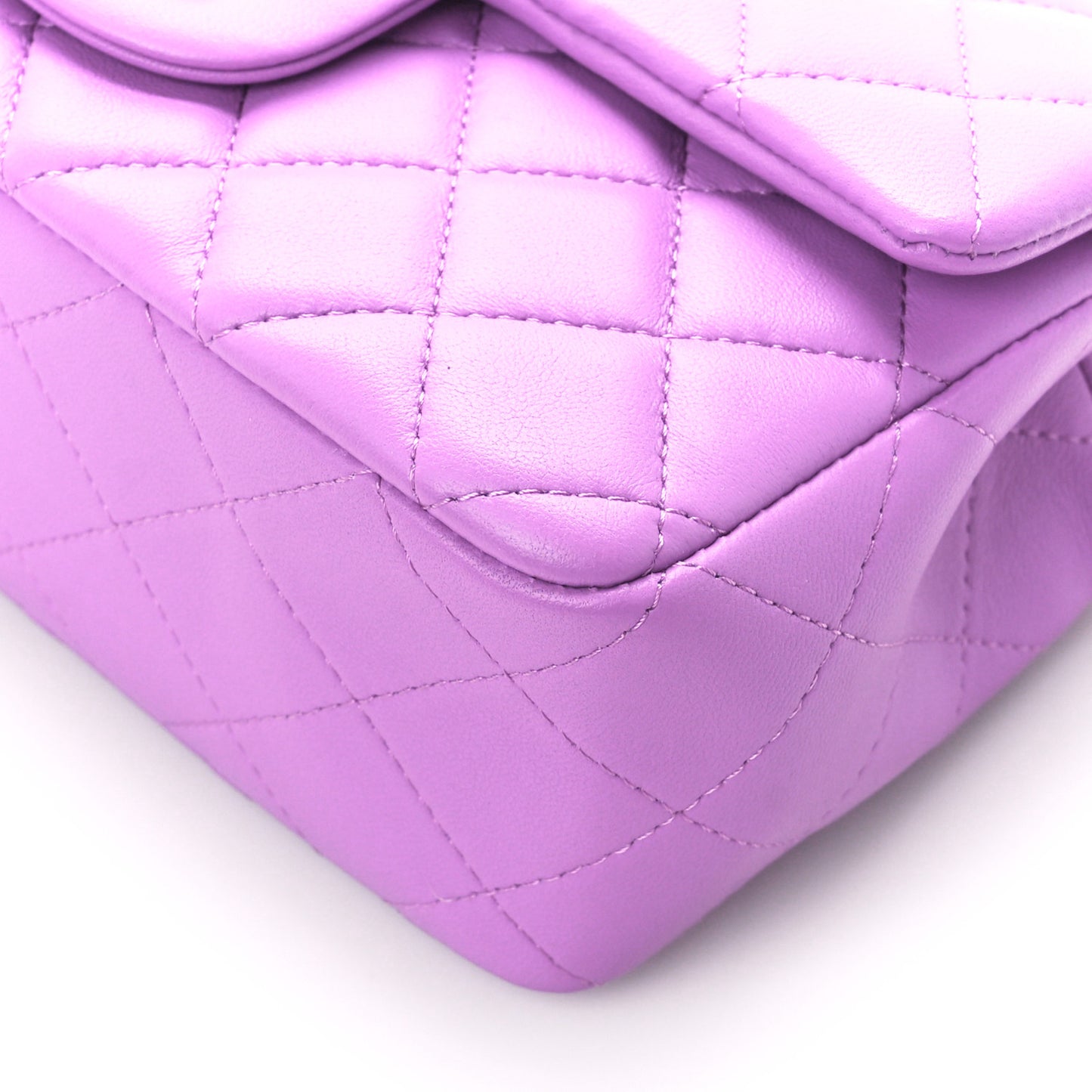 Lambskin Quilted Mini Rectangular Flap Purple