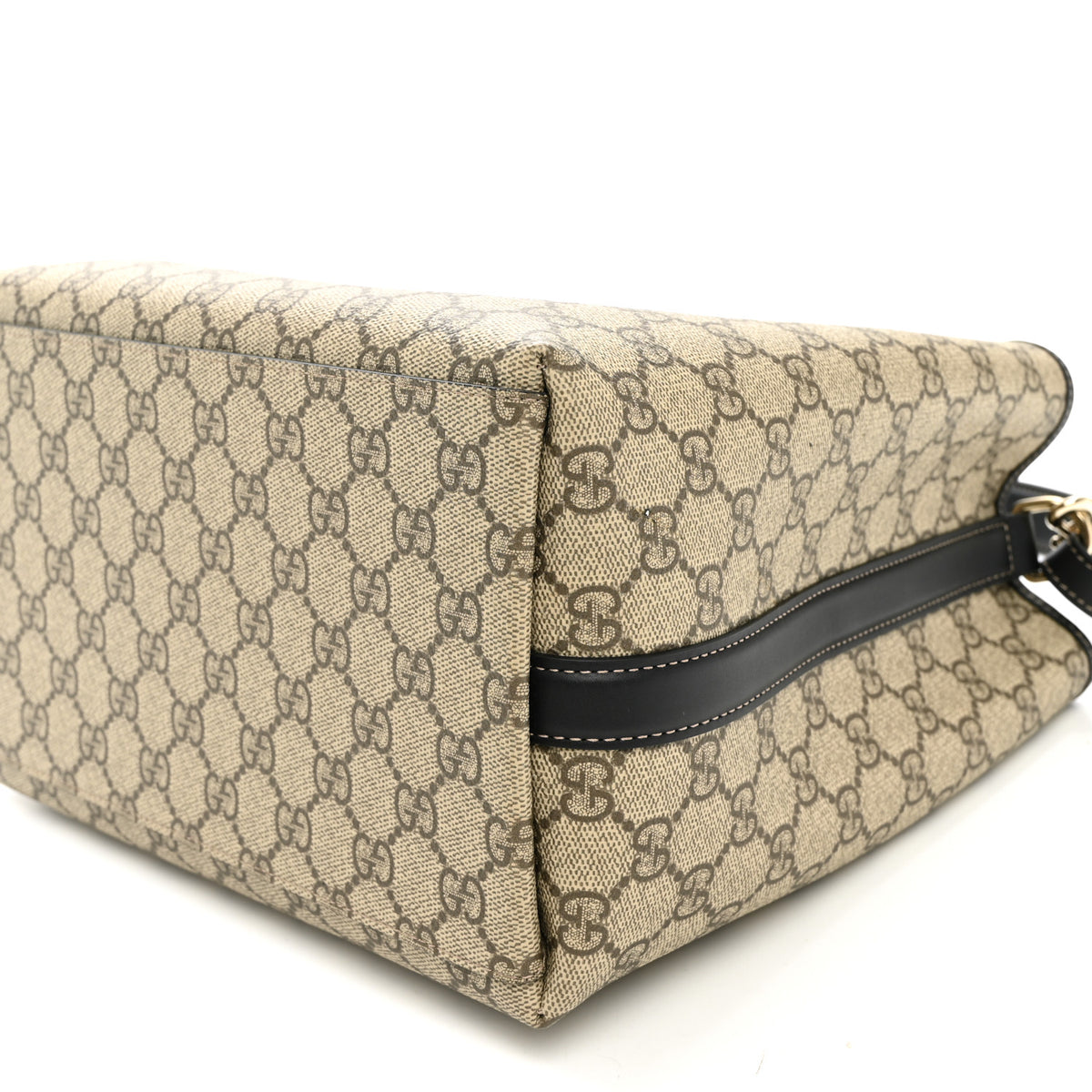 Gucci GG Supreme Monogram Medium Emblem Bucket Bag Beige Dark Brown Black 9 of 9