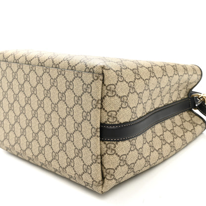 Gucci GG Supreme Monogram Medium Emblem Bucket Bag Beige Dark Brown Black 9 of 9