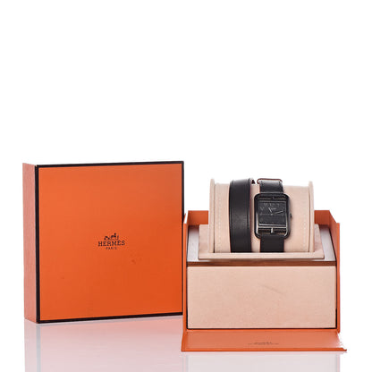 Hermes PVD Stainless Steel Barenia 29mm Cape Cod Double Tour Quartz Watch Noir 10 of 10