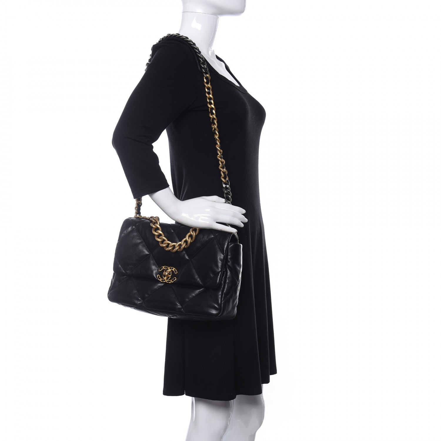 Chanel Goatskin Quilted Large Chanel 19 Flap Black 2 of 11