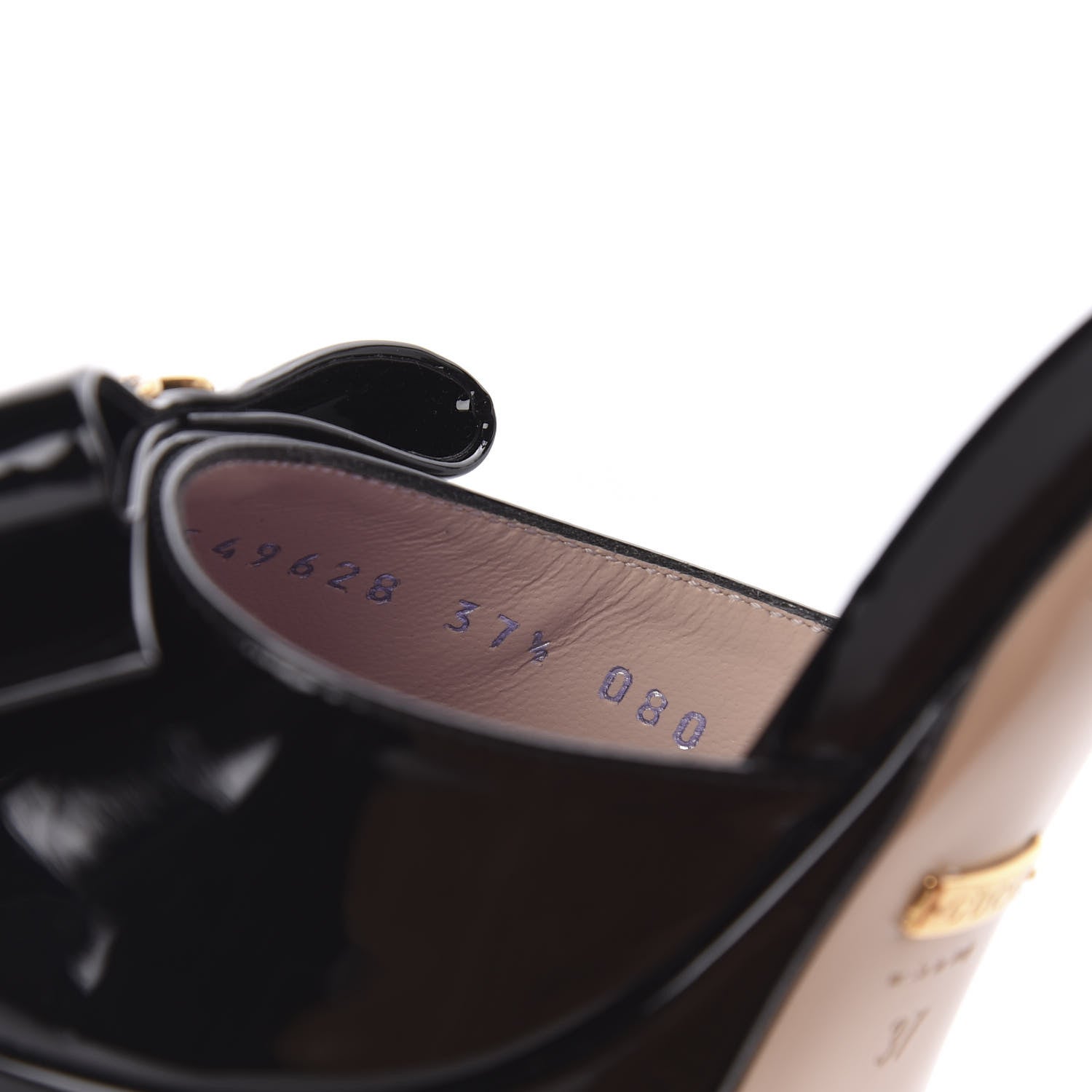 Gucci Patent Crystal GG Bow Sadie Spike Ankle Strap d'Orsay Platform High Heel Pumps 37 Black 8 of 9