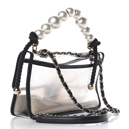 Chanel Lambskin PVC Sand By The Sea Flap With Pearl Strap Black 3 of 10