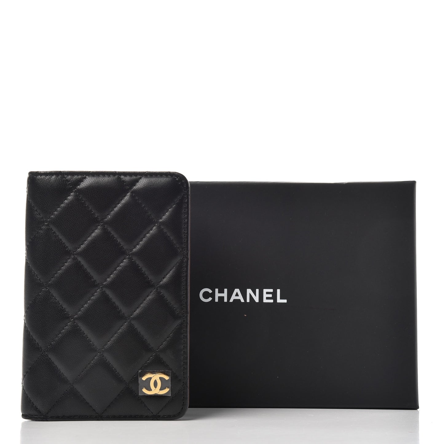 Lambskin Quilted Small Agenda Cover Black