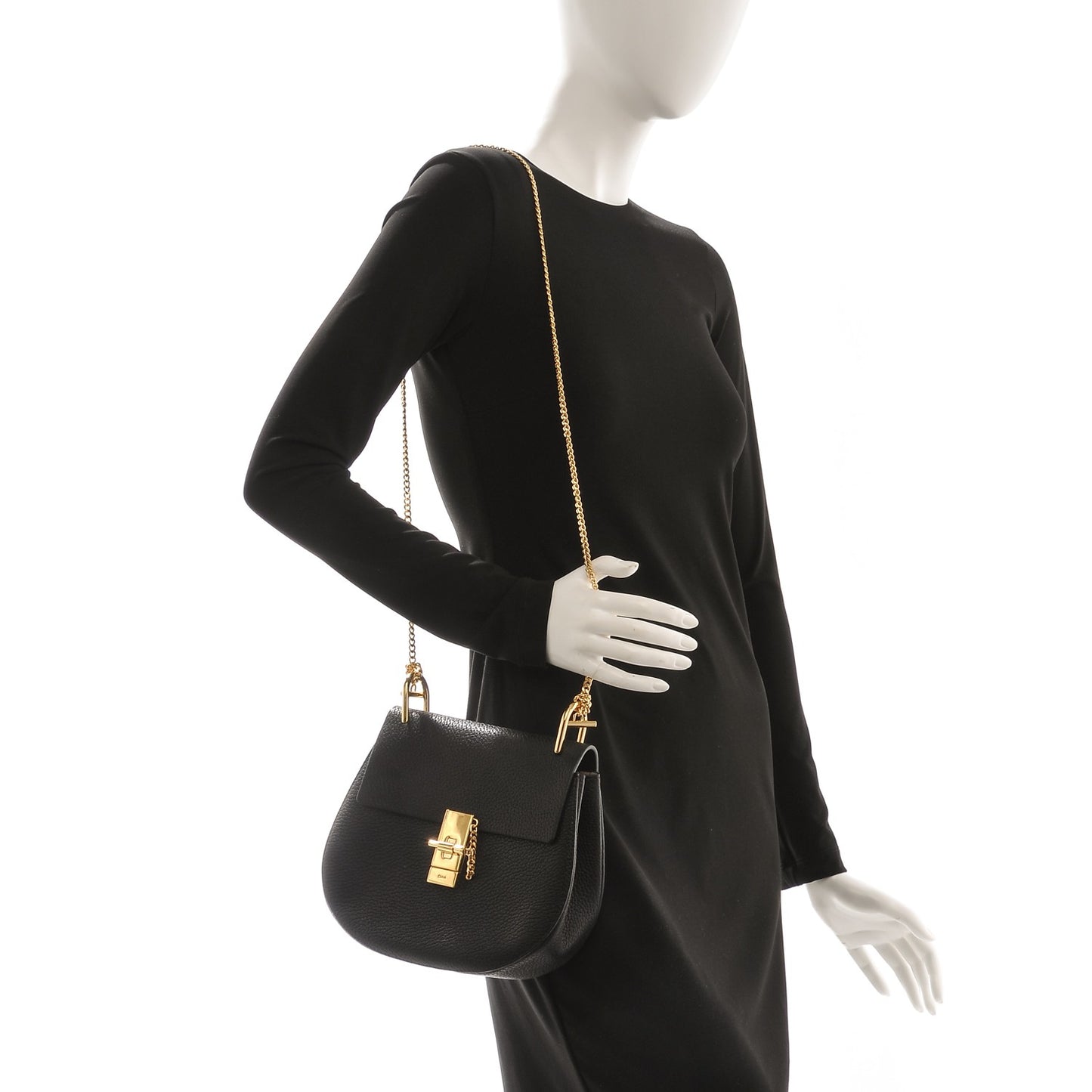 Grained Lambskin Drew Shoulder Bag Black