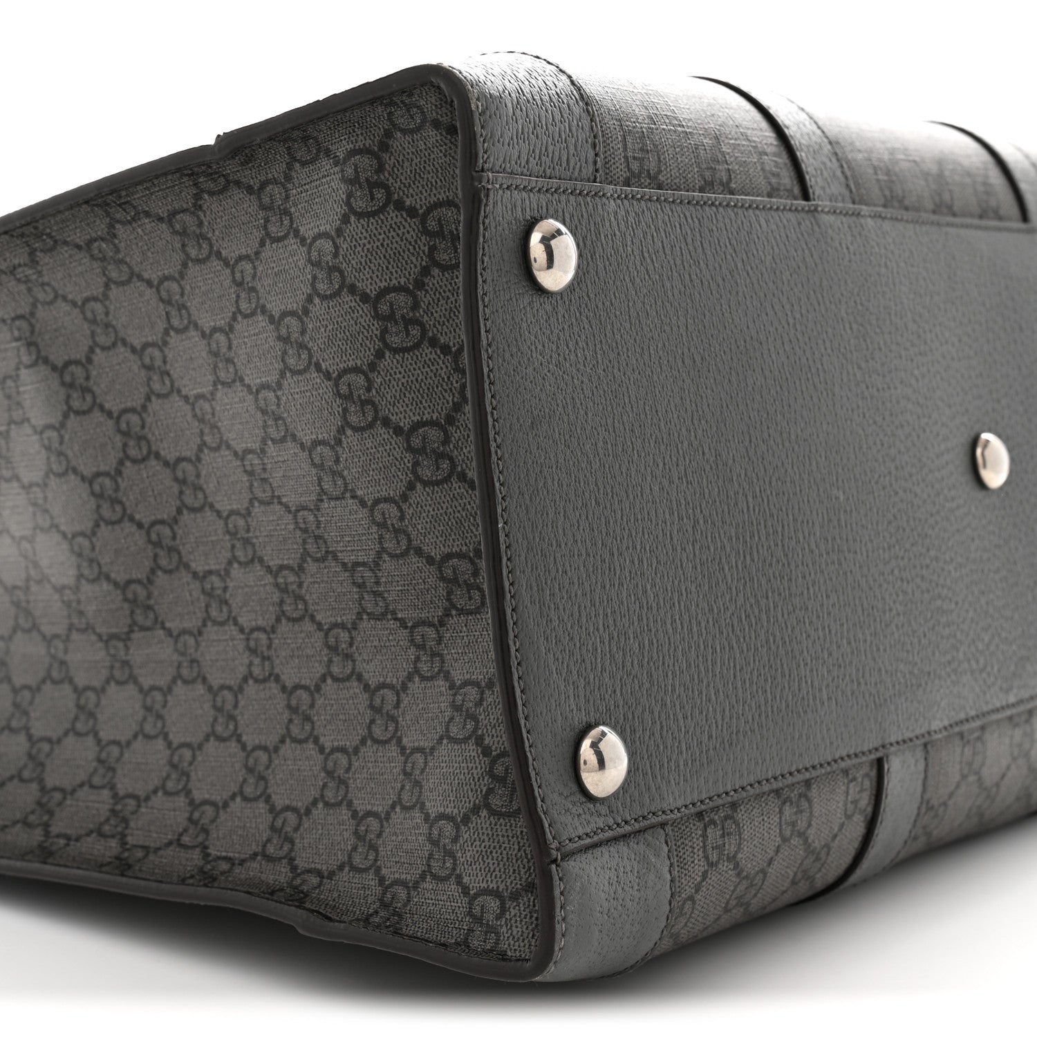 Gucci GG Supreme Monogram Textured Dollar Calfskin Large Ophidia Tote Bag Grey Black Graphite Grey 9 of 14