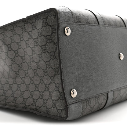 Gucci GG Supreme Monogram Textured Dollar Calfskin Large Ophidia Tote Bag Grey Black Graphite Grey 9 of 14