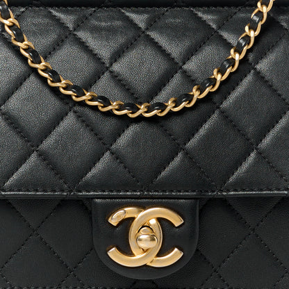Chanel Lambskin Quilted Large Pearl Chain Flap Bag Black 9 of 11