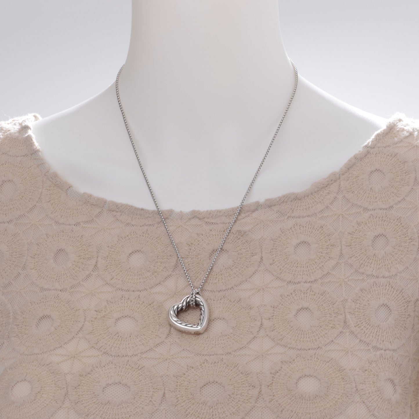 Sterling Silver Open Heart Cable Necklace