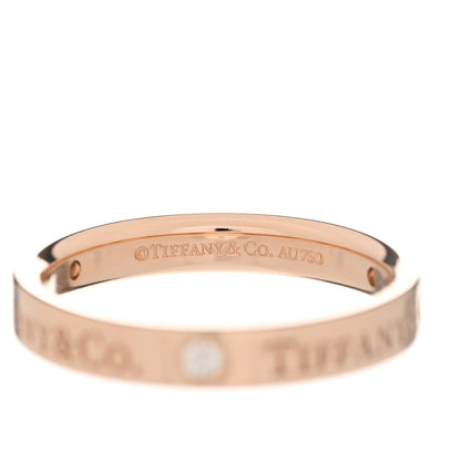 Tiffany 18K Rose Gold Diamond 3mm Logo Band Ring 51 5.75 4 of 6