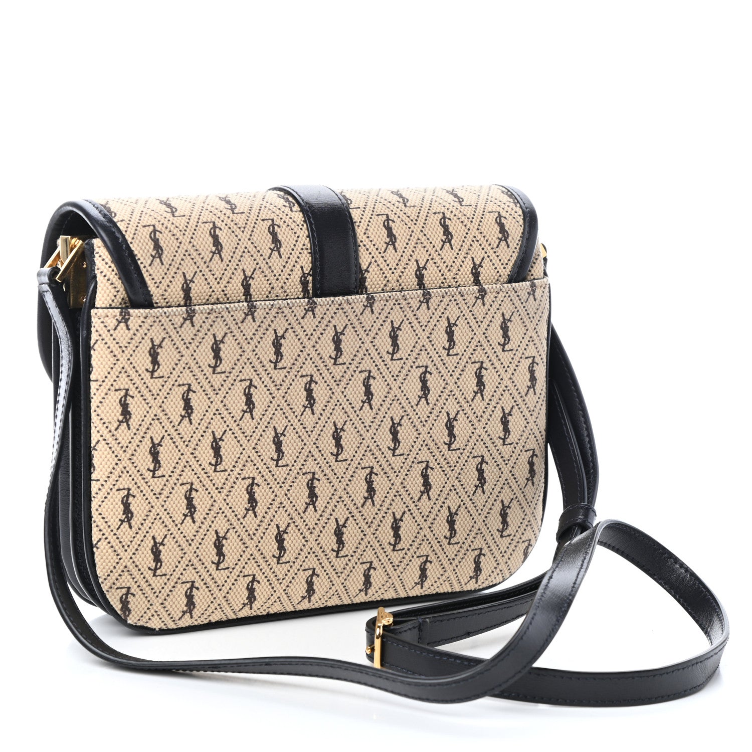 Saint Laurent Canvas Small Le Monogramme Satchel Beige Black 3 of 19