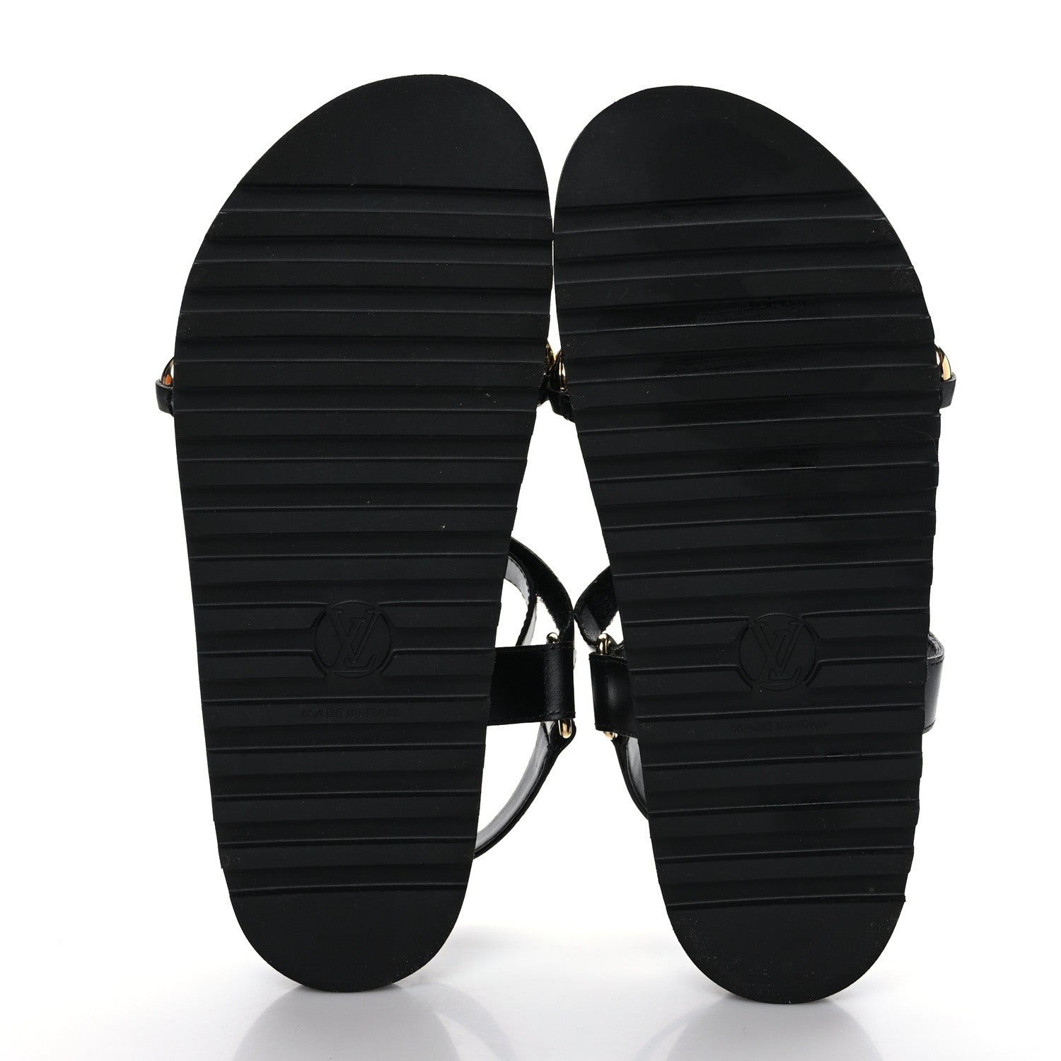 Louis Vuitton Lambskin Chain Link Paseo Flat Comfort Sandals 39 Black 5 of 7