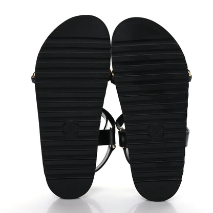 Louis Vuitton Lambskin Chain Link Paseo Flat Comfort Sandals 39 Black 5 of 7