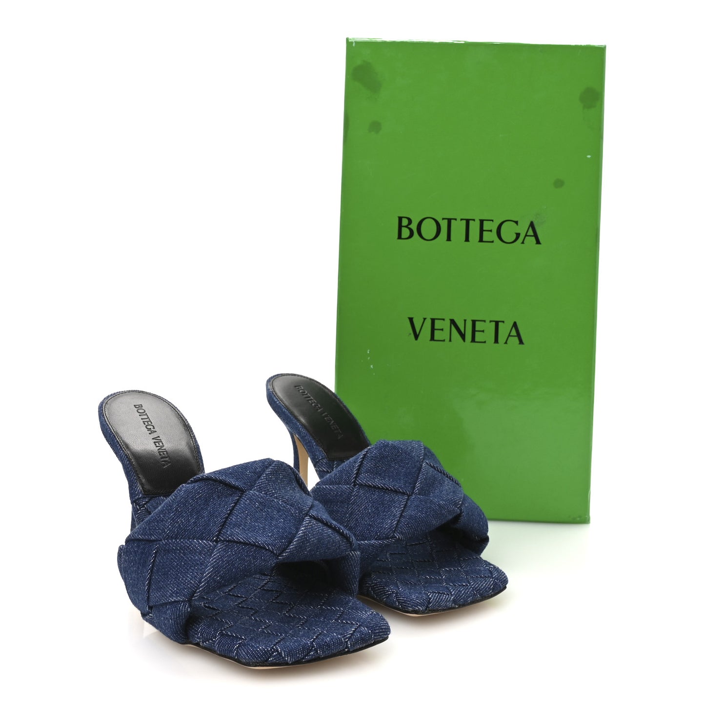 Denim Intrecciato Lido Mule 90 Sandals 36.5 Indigo