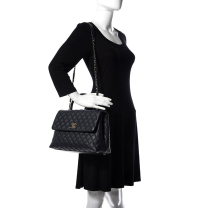 Chanel Caviar Quilted Medium Coco Handle Flap Navy Blue 2 of 9
