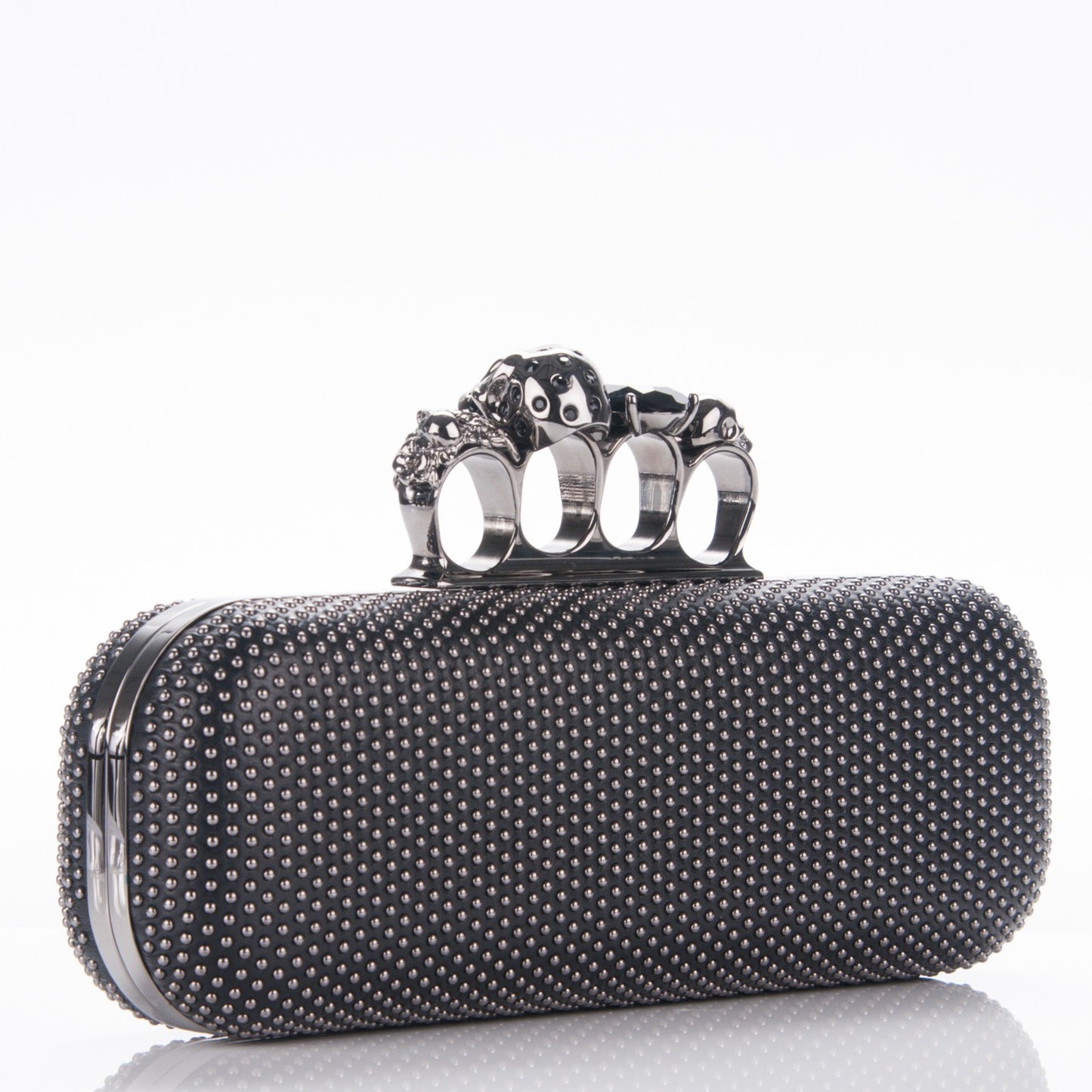Studded Knucklebox Clutch Black