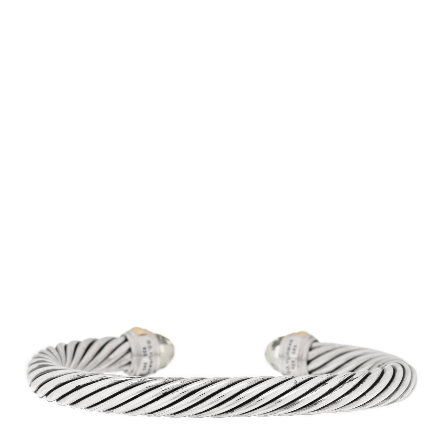 Sterling Silver 14K Yellow Gold Prasiolite 7mm Cable Classics Bracelet