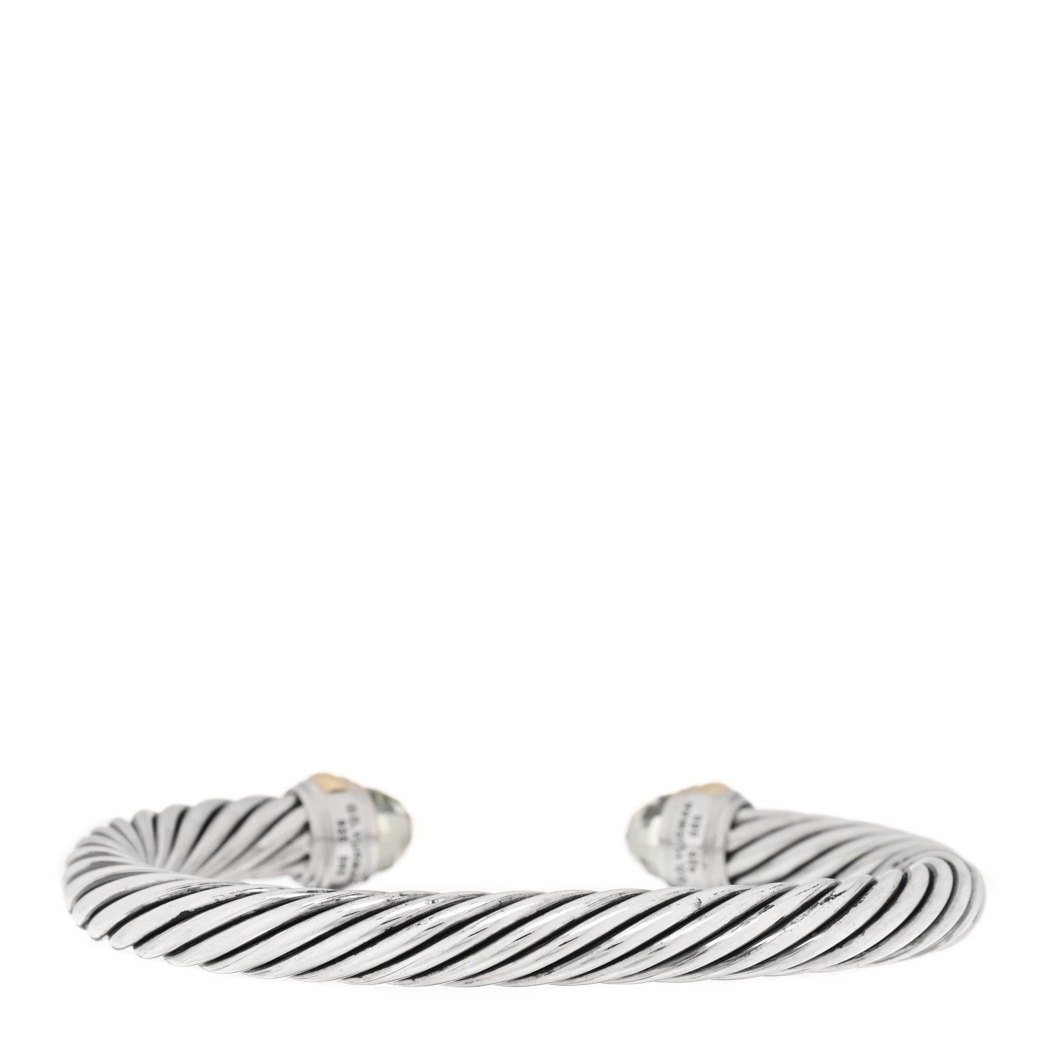 David Yurman Sterling Silver 14K Yellow Gold Prasiolite 7mm Cable Classics Bracelet 2 of 3