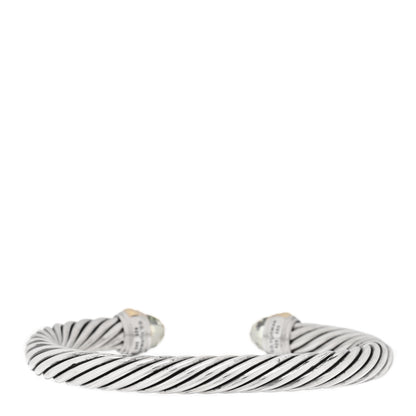 David Yurman Sterling Silver 14K Yellow Gold Prasiolite 7mm Cable Classics Bracelet 2 of 3