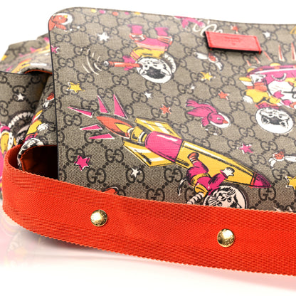 Gucci GG Supreme Monogram Space Cats Diaper Bag Orange 16 of 17