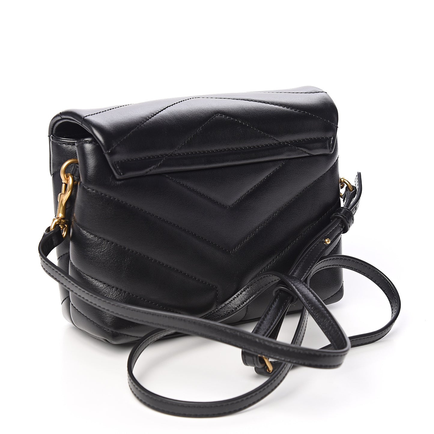 Calfskin Y Quilted Monogram Toy Loulou Crossbody Bag Black