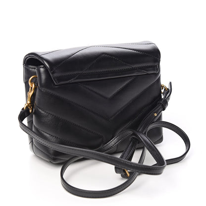 Saint Laurent Calfskin Y Quilted Monogram Toy Loulou Crossbody Bag Black 2 of 10