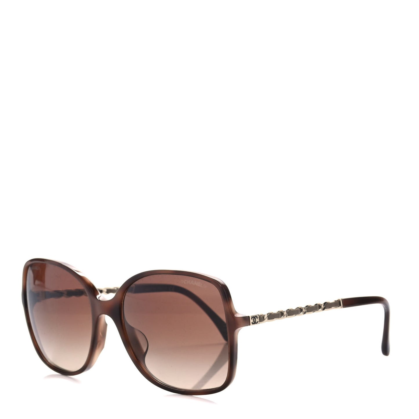Acetate Metal Lambskin Chain Square Sunglasses 5210-Q Brown