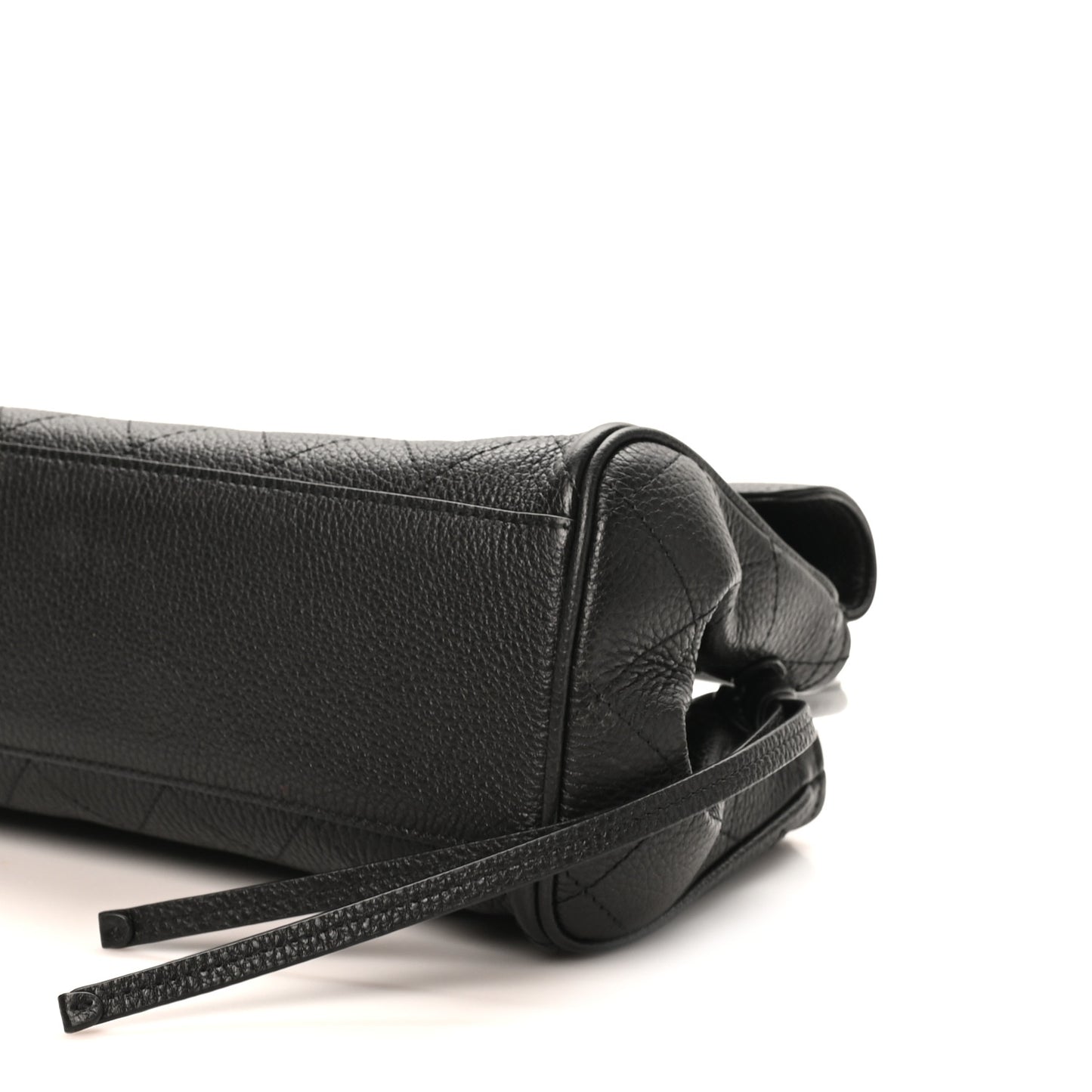 Grained Calfskin Stitched Urban Essentials Small Shopping Bag Black