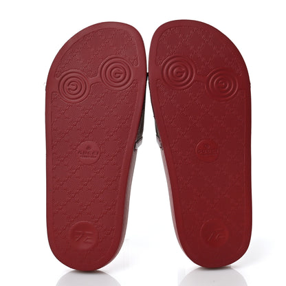 Gucci X DORAEMON Mini Vintage GG Supreme Monogram Womens Slide Sandals 35 Beige Cherry Red 6 of 8