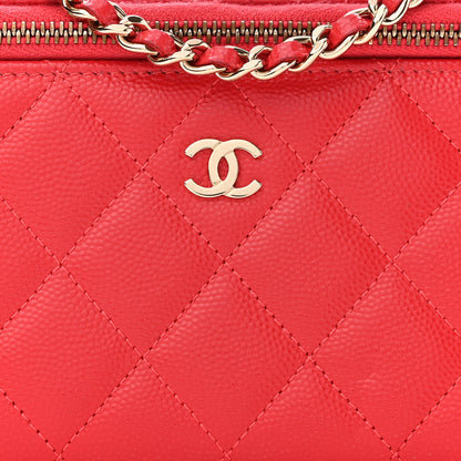 Chanel Caviar Quilted Small Vanity Case With Chain Red 8 of 10