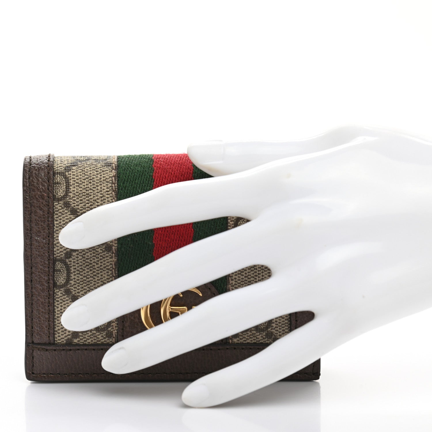 Gucci GG Supreme Monogram Web Ophidia Card Case Beige New Acero 2 of 8
