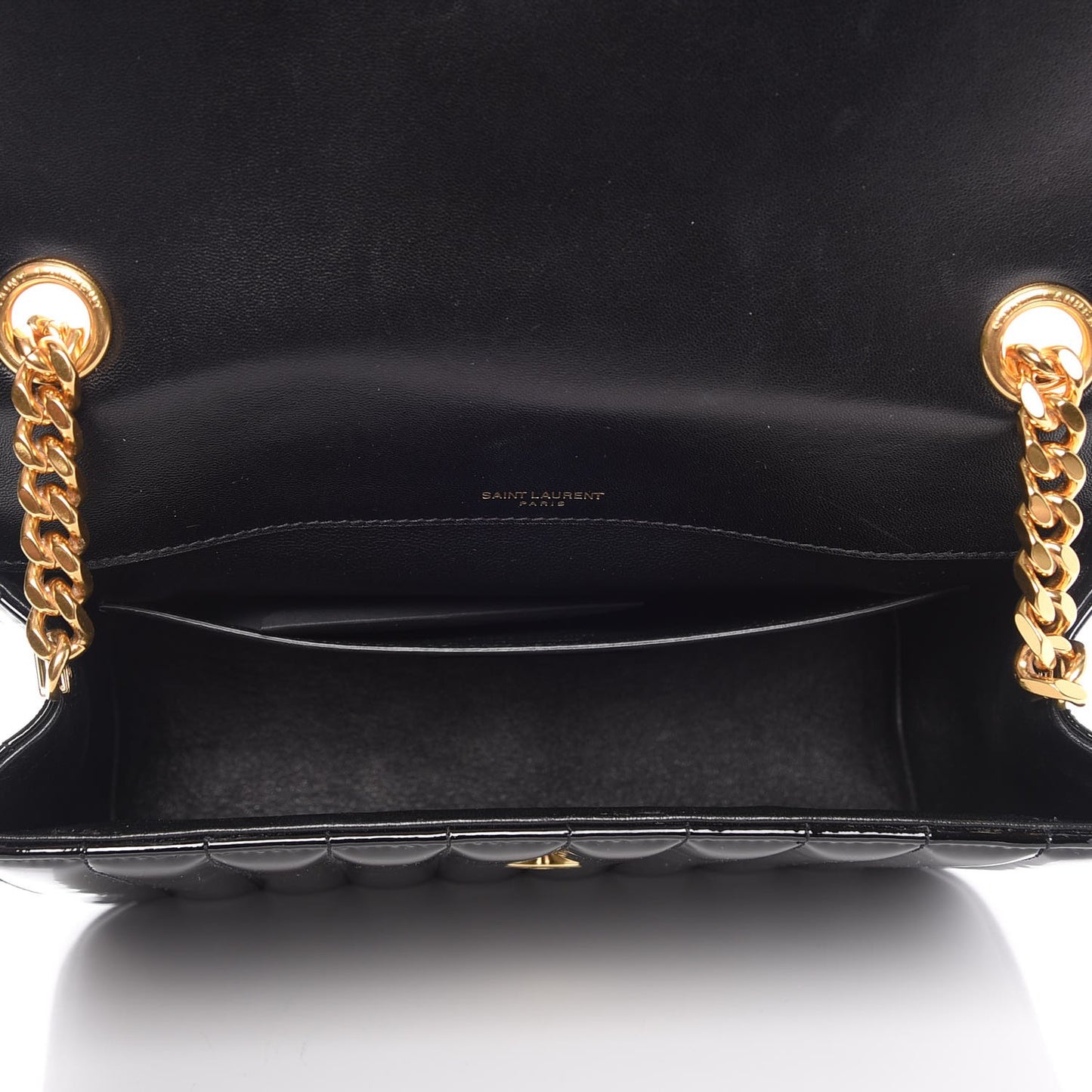 Patent Matelasse Monogram Large Vicky Chain Bag Black