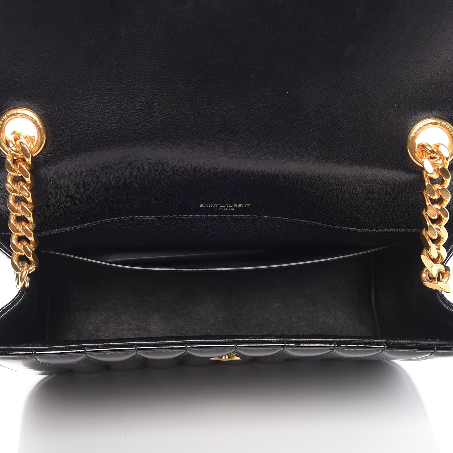 Saint Laurent Patent Matelasse Monogram Large Vicky Chain Bag Black 5 of 7