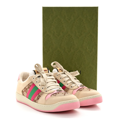 Gucci Calfskin GG Supreme Crystals Web Screener Sneakers 37.5 Beige Ebony Wild Rose 9 of 9