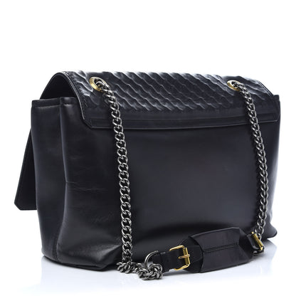 Lanvin Hammered Calfskin Large Happy Edgy Shoulder Bag Black 3 of 9