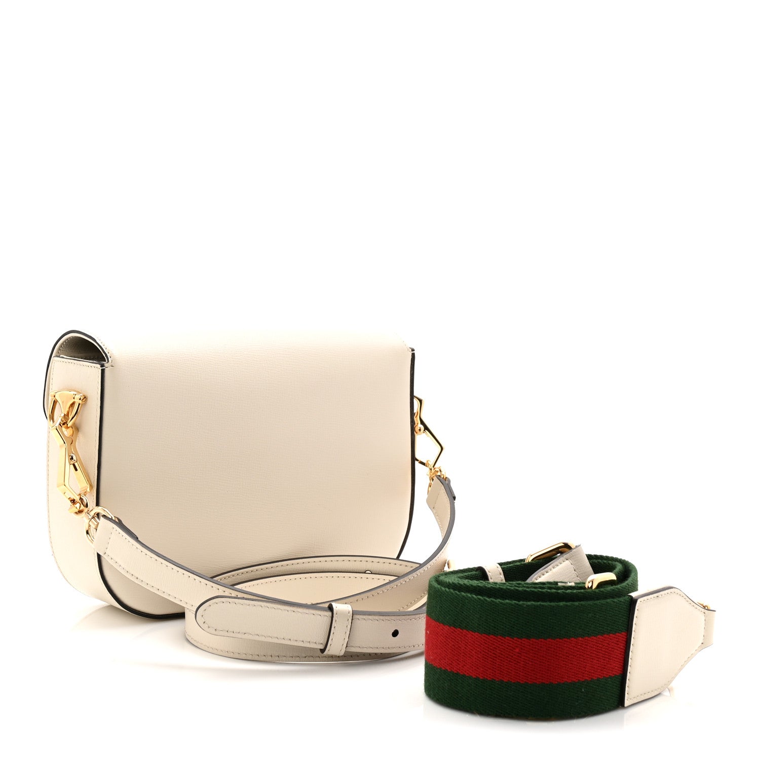 Gucci Azalea Calfskin Web Mini Horsebit 1955 Shoulder Bag Mystic White 4 of 19