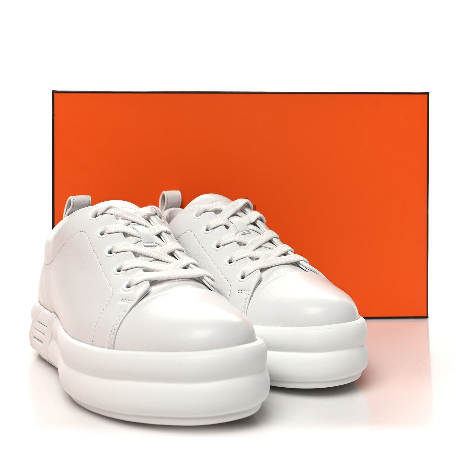 Hermes Calfskin Womens Happy Sneakers 37 White 9 of 9