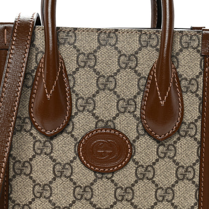 Gucci GG Supreme Monogram Azalea Calfskin Mini Retro Interlocking G Tote Bag Beige Ebony Brown Sugar 8 of 10